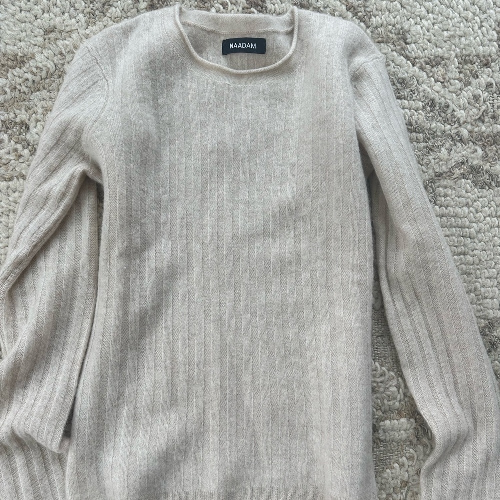 Nadaam New Without Tags Cashmere Ribbed Sweater in oatmeal